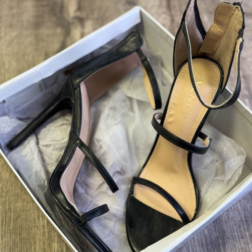 Venus Black Strappy Heels